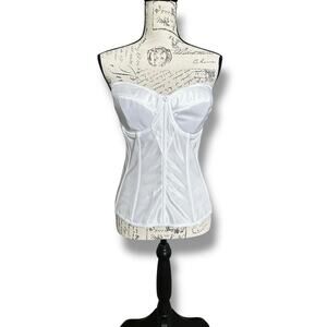 Dominique Intimate Apparel Bustier Backless Bra White Satin Plus Size 42B